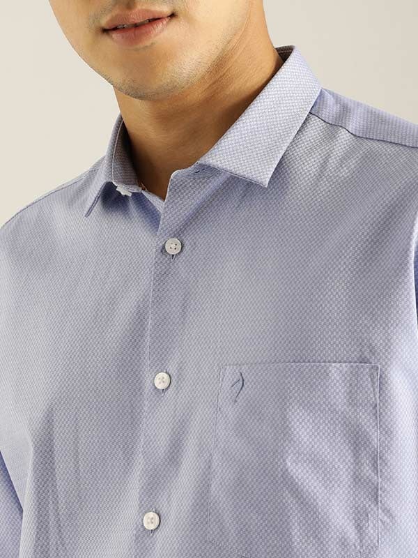 Indian Terrain Men Self Design Blue Shirt